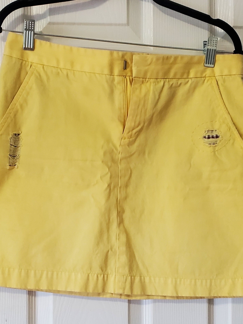 Tommy Hilfiger Yellow Women's Skort with Distressed Accents